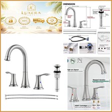 Brushed Nickel Widespread Bathroom Sink Faucet 2 Handle High Arc 3 Hole Deck