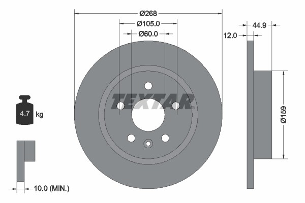 2X Textar 92205503 Bremsscheibe FüR Holden-image