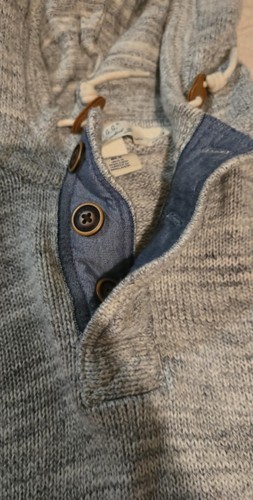 Nuovo maglione uomo L.O.G.G H&M Henley felpa con cappuccio coulisse canguro tasca maglia taglia M - Foto 3 di 3