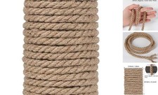 10mm Jute Rope, 50 Feet 3/8 inch Heavy Duty and Thick Twine 3/8 inch x 50 ft
