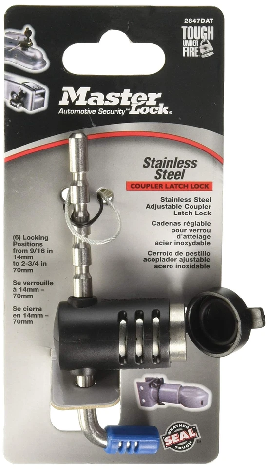 Master Lock Trailer Lock, Stainless Steel Adjustable Coupler Latch Lock, 2847DAT - Image 2 of 4
