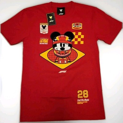 (Adult XL) Official Disney F1 Collab Formula 1 Red T-Shirt New W/T Mickey 