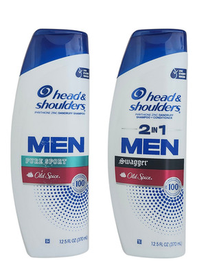 NEW 2 Head & Shoulders 2 in 1 Dandruff Shampoo, OLD SPICE Pure Sport + Swagger