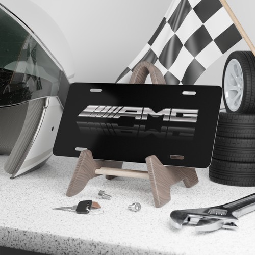 Black Custom AMG Novelty Vanity Plate, Metal Car Tags, Reflection Theme - Picture 5 of 5