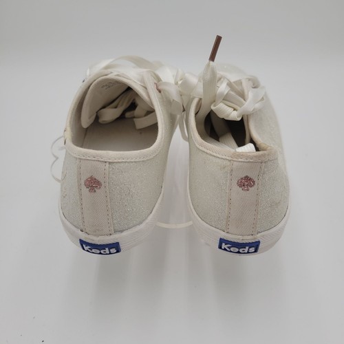 Sneakers donna Kate Spade Keds stringate glitter avorio oro rosa scintillante taglia 7,5 - Foto 5 di 12