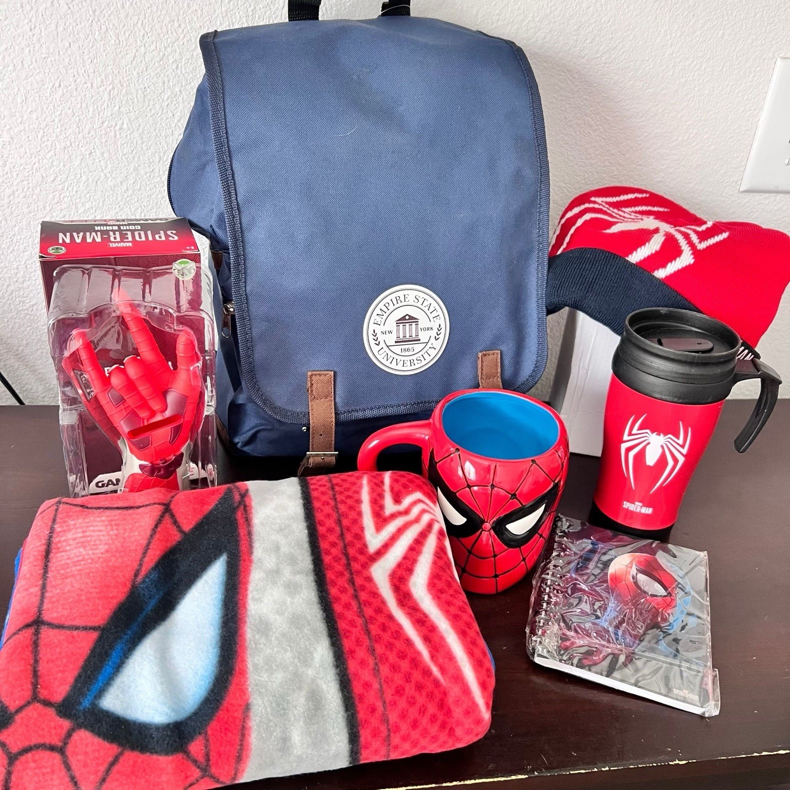 Spider-Man Empire State University Backpack with Marvel Accessories Bundle