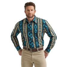 Wrangler Men's Checotah  Teal Multi Western Snap Shirt 112369467