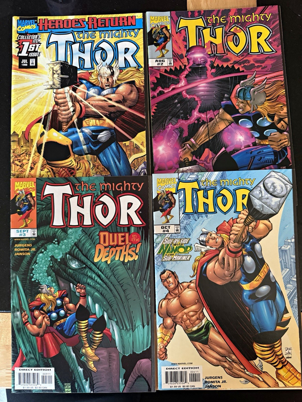 Marvel Comics The Mighty Thor #1-4 (1998) Direct Edition Jurgens Romita Jr.