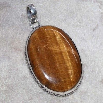 925 Silver Plated Tiger Eye Pendant 2.2'' Stylish Gift Limited Stock Deal GW
