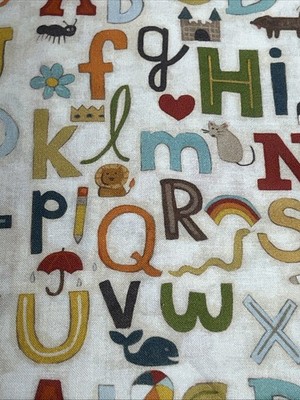 2 Yards Alphabet Fabric by World Art Group Springs Creative Cotton NEW