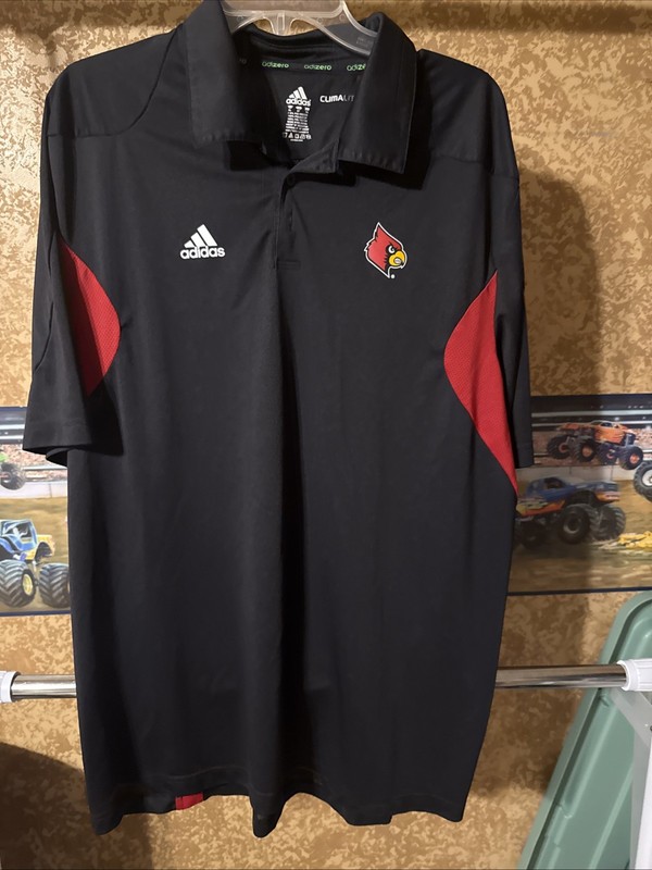 Adidas Adizero Climalite Louisville Cardinal Pride Men's Black Red Polo Shirt XL