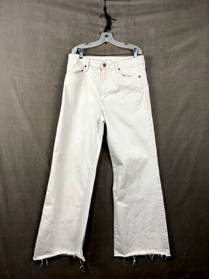 Dear John Women Off-White Wide Leg Jeans Size 30 Good Condition Frayed Hem