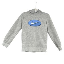 Nike Hooded Gray Nike Logo Long Sleeve Pullover Sweatshirt Size 6 Y