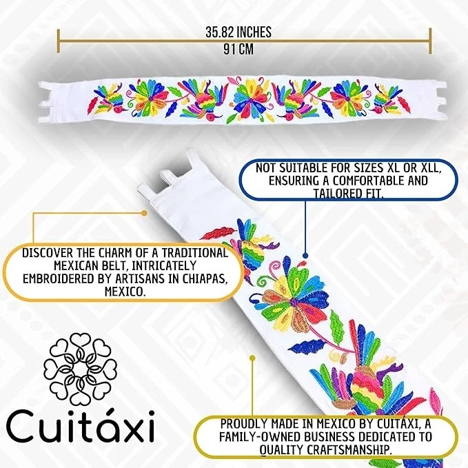Cuitaxi Los Cinturones Mexicanos Bordados Originales para Mujer Hechos a Mano en México Foto 3 de 4