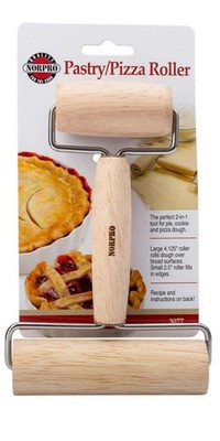 Norpro 2-in-1 Wood Pastry/Pizza Roller, 4 ¼ and 2   Inch Rollers