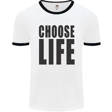Choose Life Fancy Dress Outfit Costume Mens Ringer T-Shirt