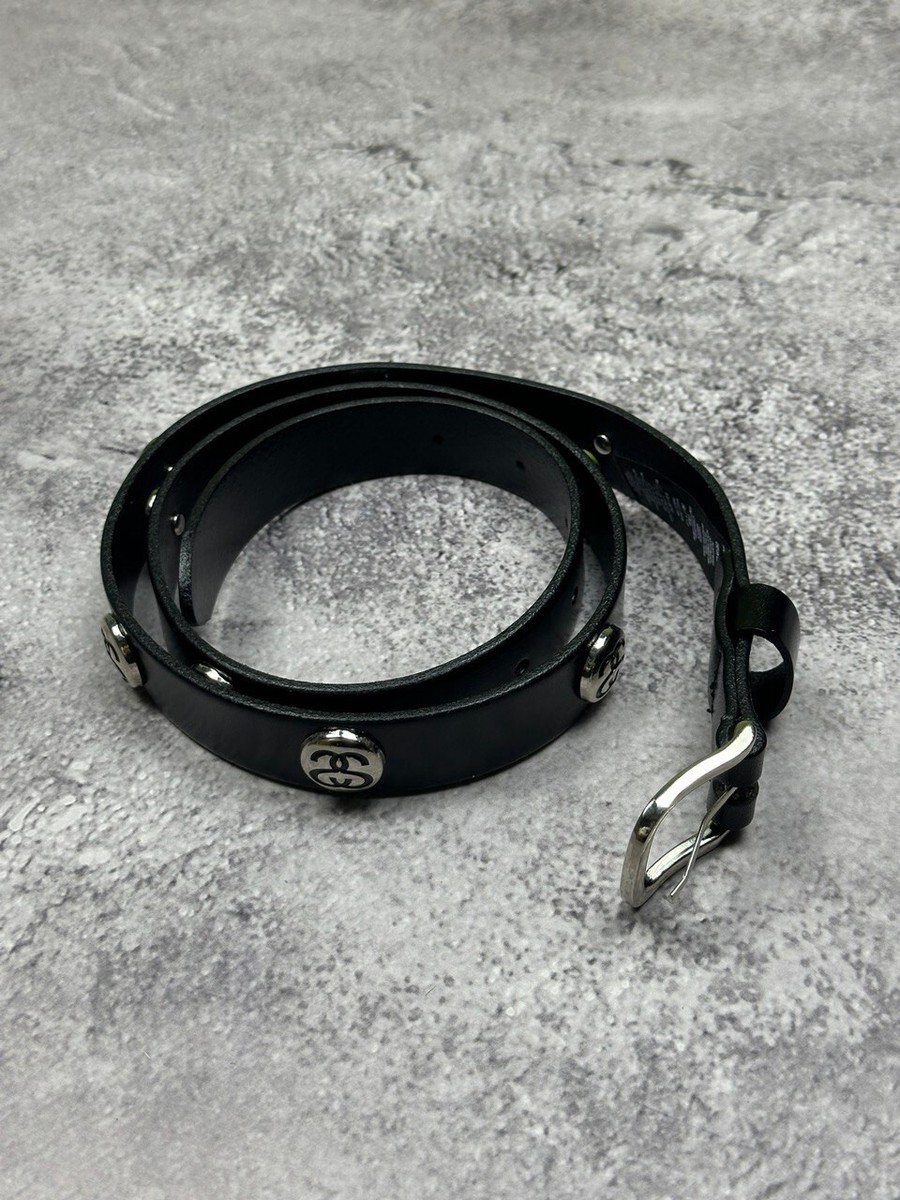 Vintage Stussy black Leather Belt Size S/M Spiked Bulldog Vintage Stussy black Leather Belt Size S/M Spiked Bulldog
