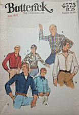 Butterick 4575 Men's Shirts Size 44 Sewing Pattern New Envelope Damage