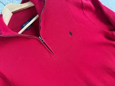 Polo Ralph Lauren Sweater Mens XLarge Red 1/4 Zip Pima Cotton Pullover XL