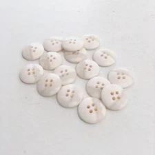 48 Buttons Mottled White Matte Plastic 4-Hole Sew Through Sewing 19 mm #WH1