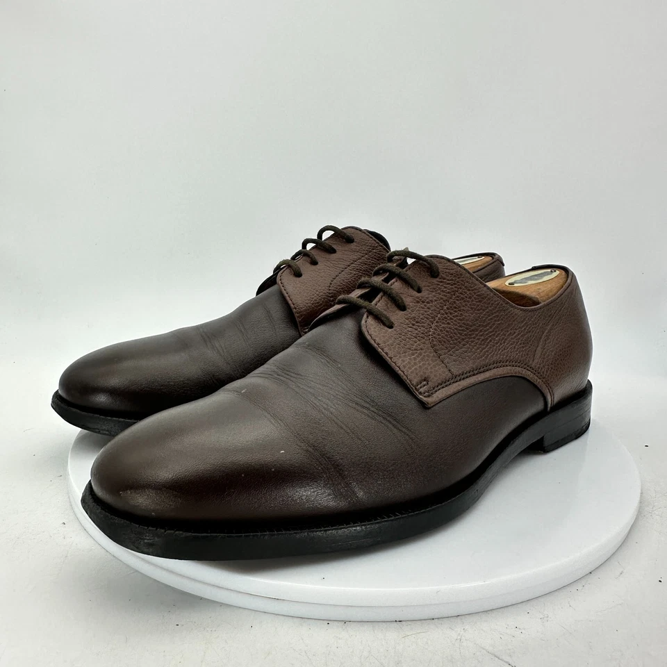 Lanvin Men Size 9 Brown Two Tone Leather Derby Lace Up Plain Toe Dress Shoes - Image 2 of 4