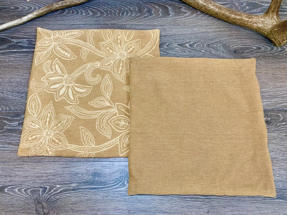 Pair Of Crate & Barrel Embroidered Seychelles Ginger Throw Pillow Covers 16” - Image 3 of 4