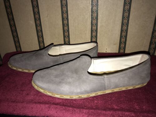 Sabah GRAY LEATHER SLIP ON MEN'S SHOES SIZE 43 M U.S. 11
