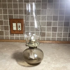Lamphouse Farms Oil Lamp  Clear Gold Tint  Glass W/ Chimney 13”Tall-
