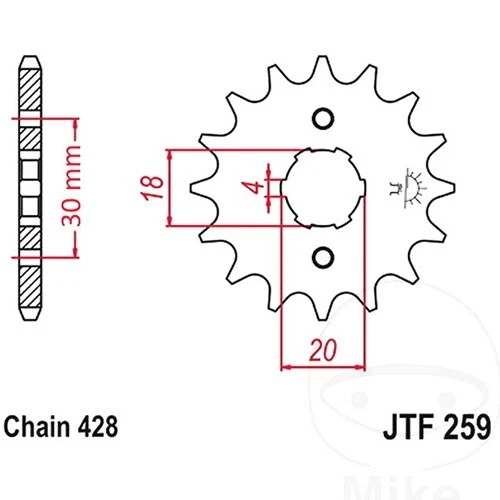 JT Front Sprocket 15 T 428 P JTF259.15 For SYM Wolf 125 N i SB12Ni 11-20 - Image 3 of 4