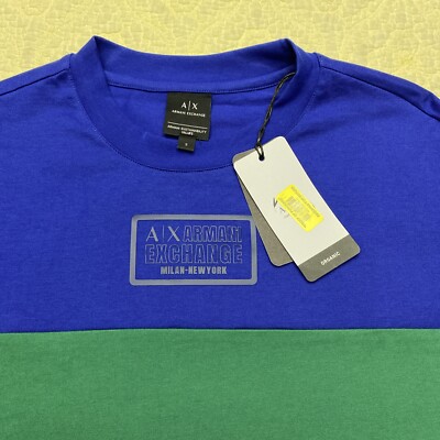 NWT Armani Exchange Men's Organic Cotton Colorblock T-shirt Sz Small