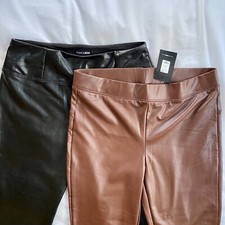 Lot Of 2 New Fashion Nova Brown Black Liliana Faux Leather Leggings Pants 1x