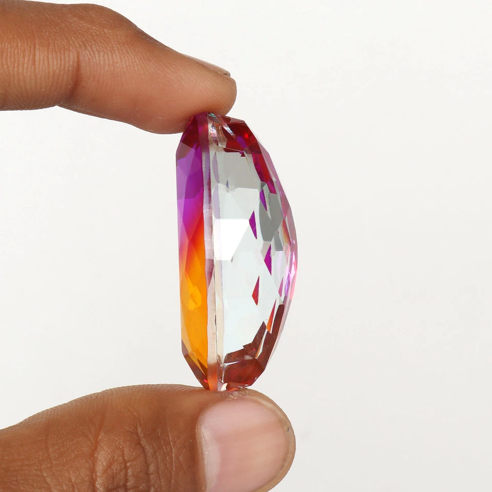 Gemas hidrotermales corte marquesa multicolor 88,40 quilates piedras preciosas ametrino joyería Foto 2 de 4