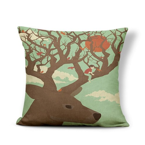 Abstract Cushion Cover Pillow Case Bat People Octopus Dinosaur Deer Cover Rocket - Picture 34 of 37