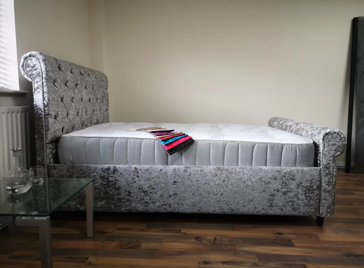 Sleigh Extra Storage Ottoman Bed Frame 3FT Single Double King And Super King