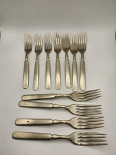 Antique William Rogers Silver Plate Nickel R Dinner Forks Set of 11 Signed