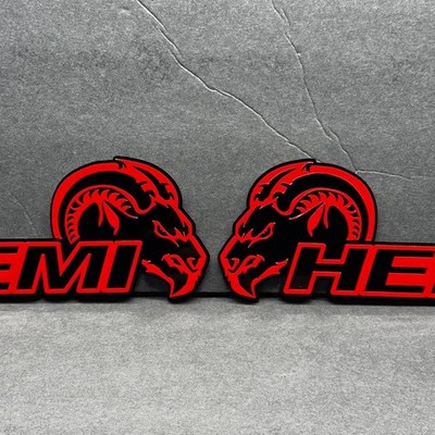 Angry Goat Red On Black Car Truck Emblem Badge Custom, Pack of 2
