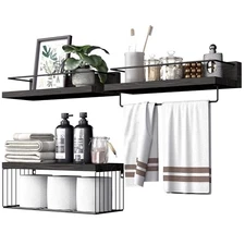 Bathroom Shelves Over Toilet for Wall, Floating Shelves with 15.7" Black