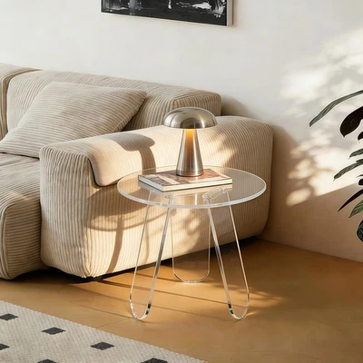 Cute Simple Round Sofa Side Coffee Table Mid Century Modern End Table Bedroom AU - image 1 of 4