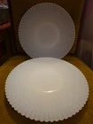 4 Macbeth Evans Petalware Monax Dinner Plates 10.5” White Opalescent Scalloped