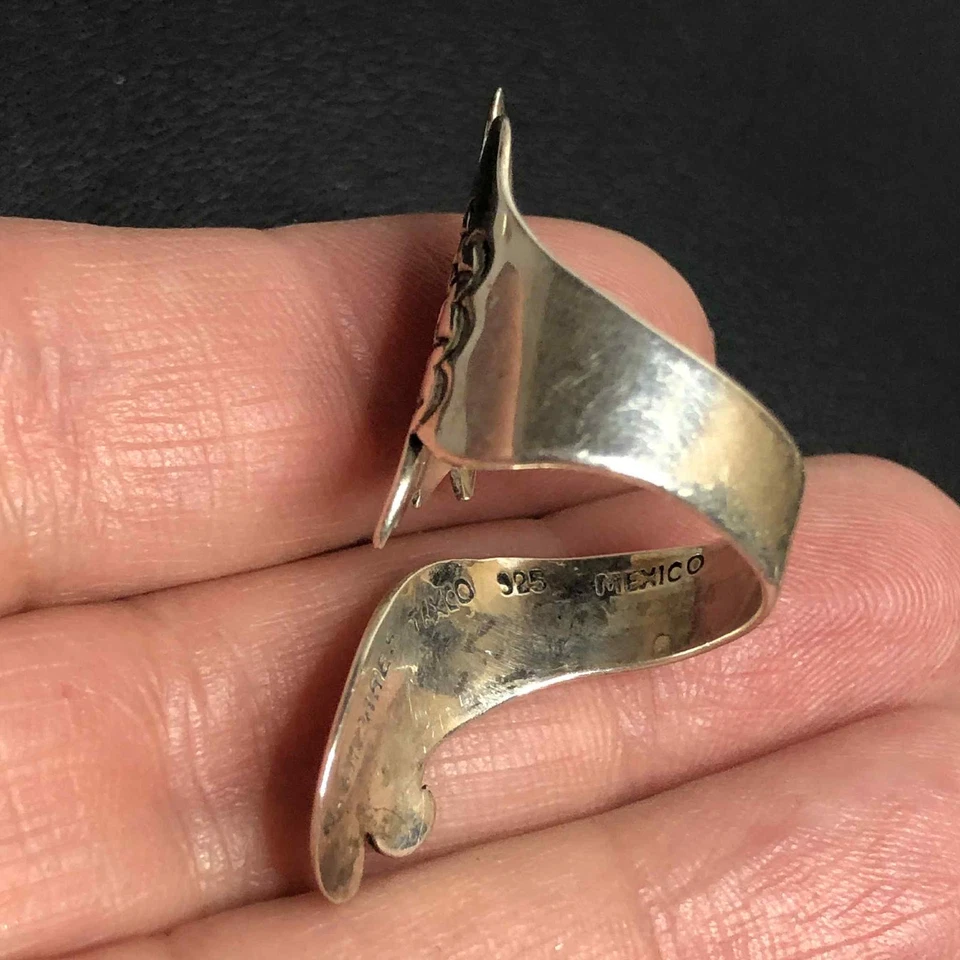 Anillo 7305 A. Cavarez Taxco de colección 925 envolvente águila halcón pájaro talla 6 5,2 gramos Foto 2 de 3