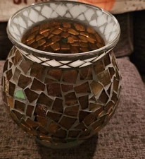 Home Interior Mossaic Tea Light Candle Holder. Vintage. In Great Condition.
