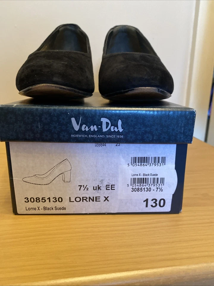 Womens Van-Dal Black Suede Court Shoes Size 7.5 EE Fitting - Image 2 of 4
