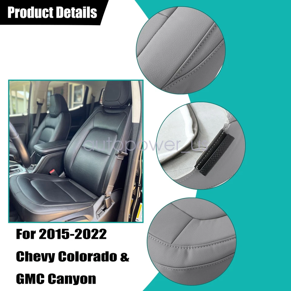 Driver Top Leather Seat Cover Gray For 2015-2022 Chevy Colorado & GMC Canyon - Image 4 of 4