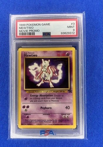 1999 POKEMON GAME MOVIE MOVIE PROMO #3 MEWTWO PSA 9