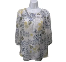 LC Lauren Conrad Semi Sheer Blouse Long Sleeve Womens XL Whimsical  #45
