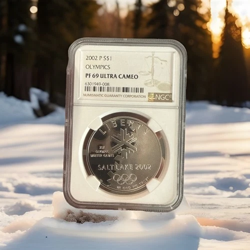 2002 P Ultra Cameo SLC OLYMPICS COMMEMORATIVE SILVER DOLLAR NGC MS70 FIRST DAY