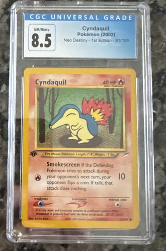 Cyndaquil (1st Edition) graded CGC 8.5 for sale on eBay