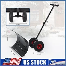Heavy Duty Snow Shovel with Wheels Wheeled Snow Pusher Rolling Snow Removal Tool