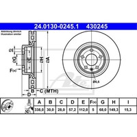 ATE 2X Bremsscheibe Vorne Ø338 Mm BelüFtet FüR Audi A4 Avant 8W5 B9 2.0 TDI 35