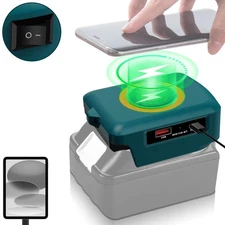 Portable Cell Phones Wireless Charger Adapter fit with Makita 18v Battery USA